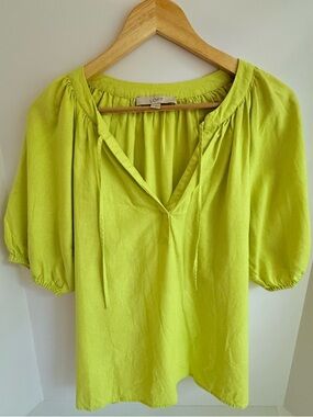 LOFT Lime Green Peasant Blouse - Women's Top